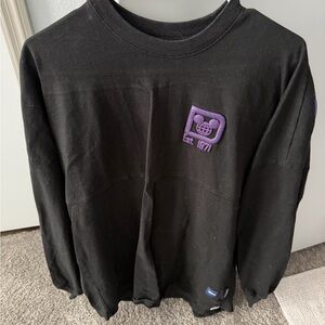 Black Crewneck Sweatshirt with Purple Logo. 100 years Walt Disney world